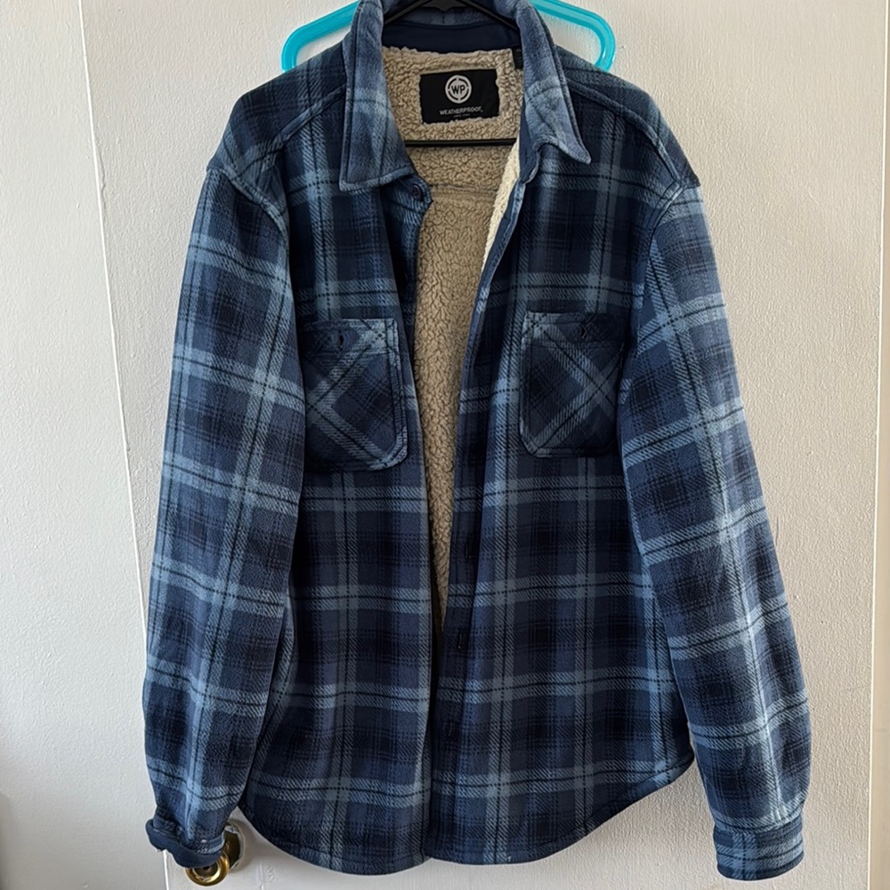 Blue Plaid Sherpa-Lined Jacket